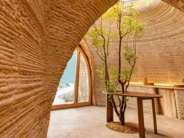 3D-printed house made with dirt